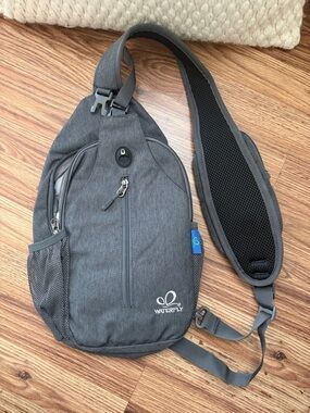 Gray Sling Crossbody Bag - Compact Travel Shoulder Pack